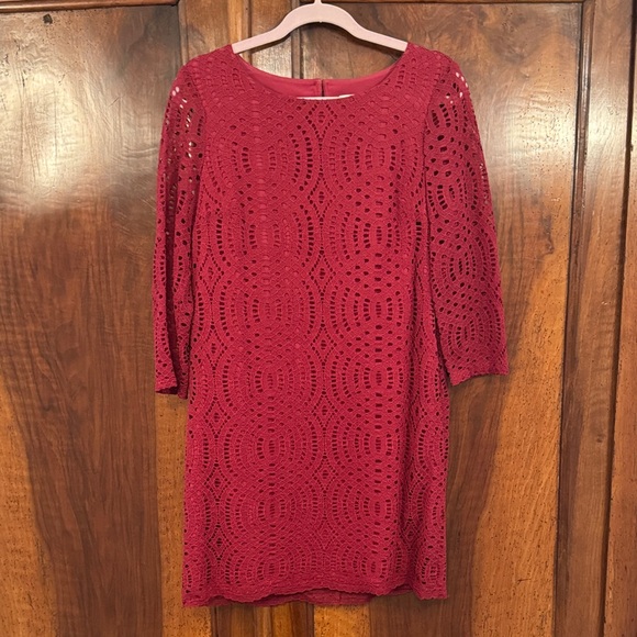 J. Crew Dresses & Skirts - J. Crew Burgundy Crochet Dress with Scoop Neck